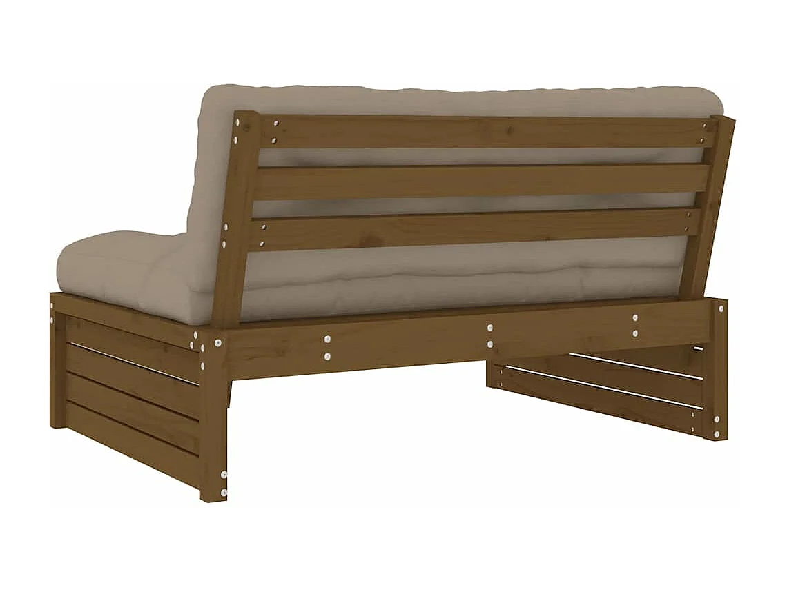 Canapé central 120x80 cm marron miel bois de pin massif