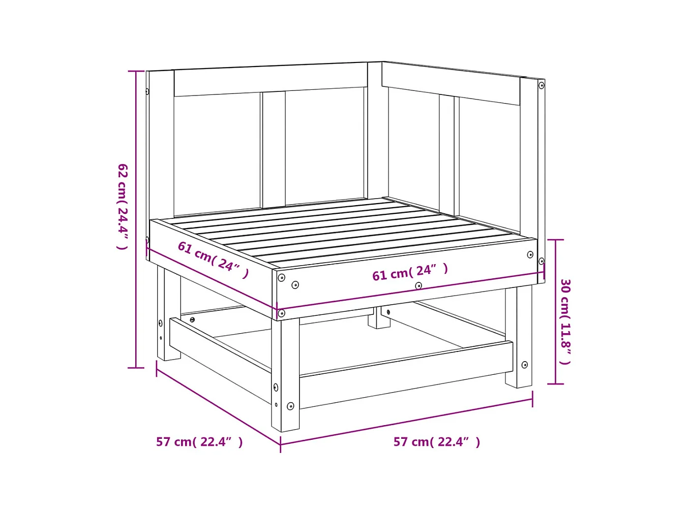 Garten-Ecksofa Massivholz Kiefer