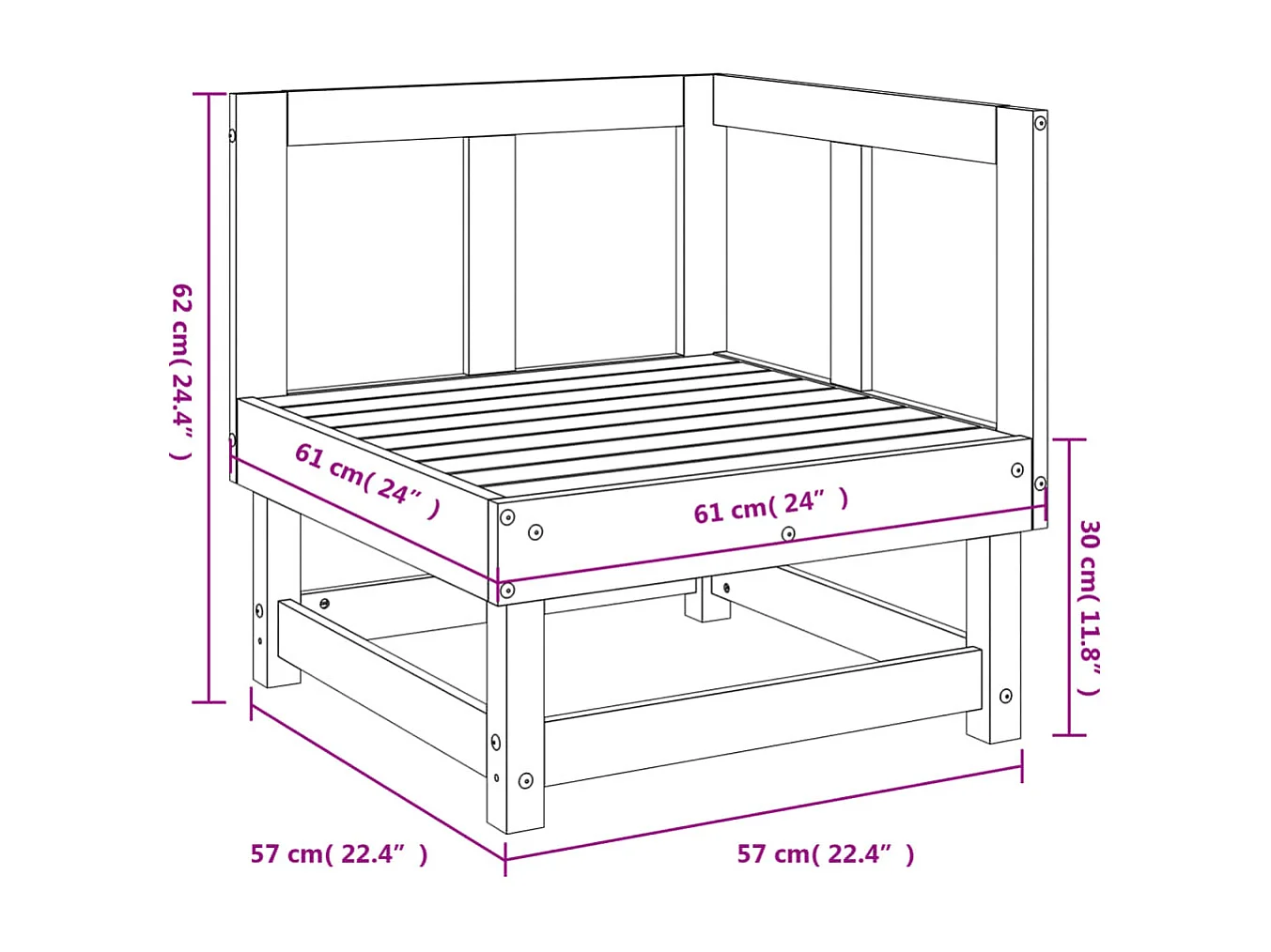 Garten-Ecksofa Massivholz Kiefer