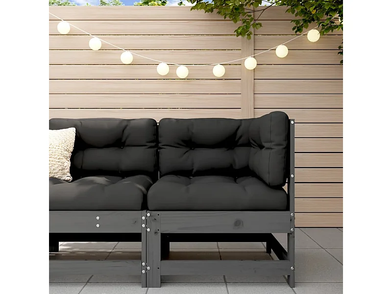 Garten-Ecksofa Grau Massivholz Kiefer