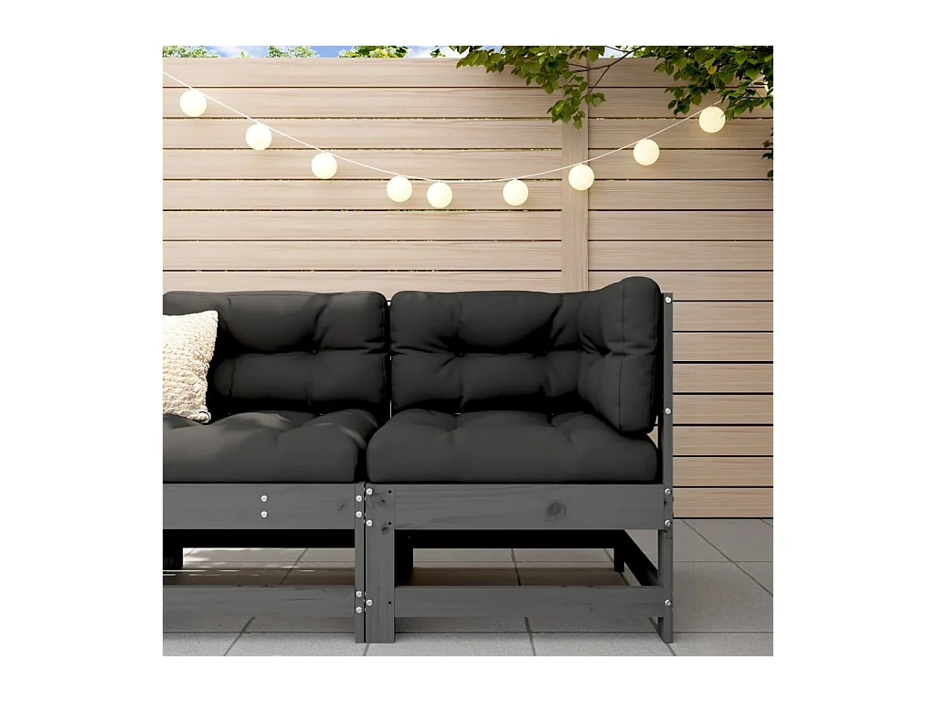 Garten-Ecksofa Grau Massivholz Kiefer