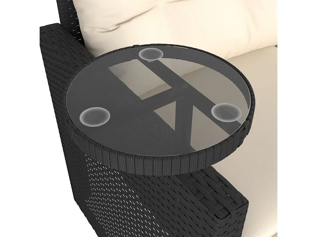 3-tlg. Garten-Sofagarnitur mit Kissen Schwarz Poly Rattan