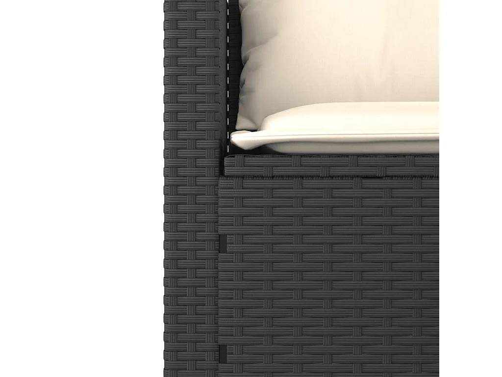 3-tlg. Garten-Sofagarnitur mit Kissen Schwarz Poly Rattan