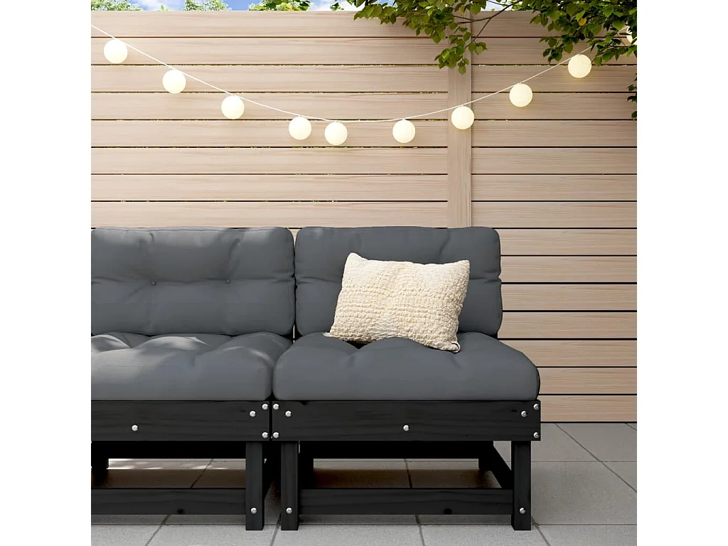 Garten-Mittelsofa Schwarz Massivholz Kiefer