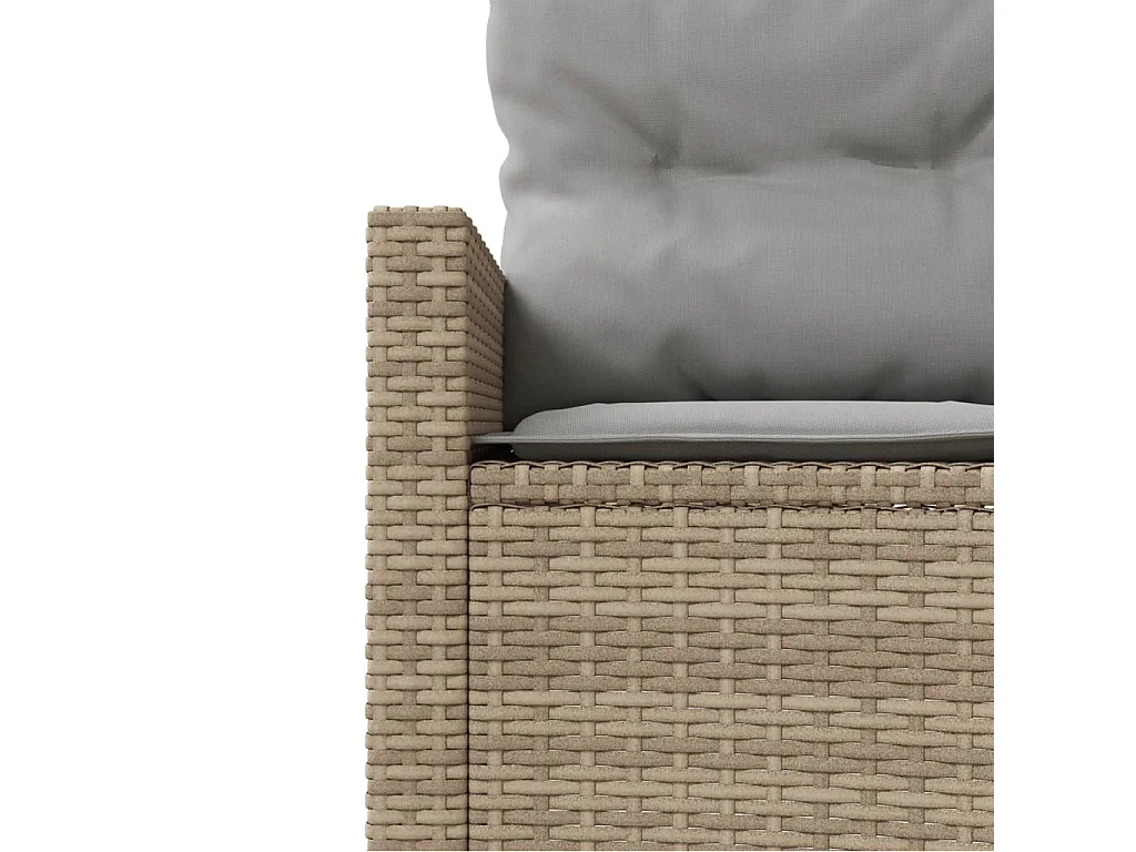 Gartensofa mit Kissen Halbrund Beige Poly-Rattan