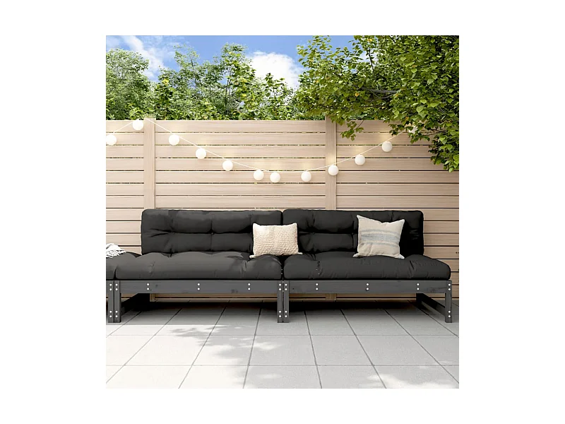Garten-Mittelsofas 2 Stk. Grau 120x80 cm Massivholz Kiefer