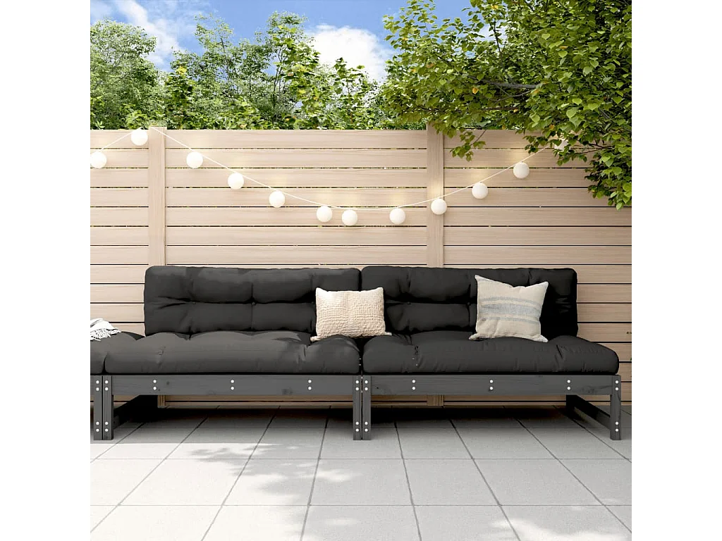 Sofás centrales de jardín 2 uds madera de pino gris 120x80 cm