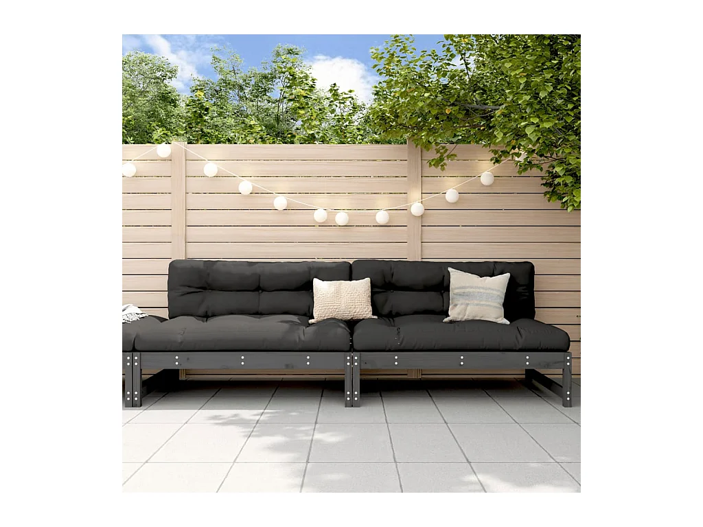 Garten-Mittelsofas 2 Stk. Grau 120x80 cm Massivholz Kiefer