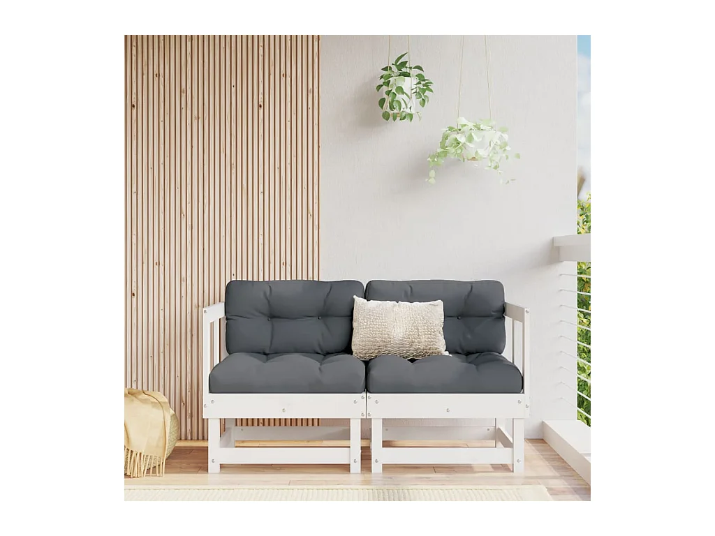 Garten-Ecksofas 2 Stk. Weiß Massivholz Kiefer