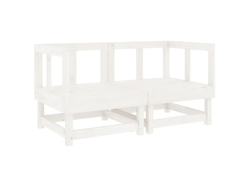Canapés d'angle de jardin 2 pcs blanc bois de pin massif