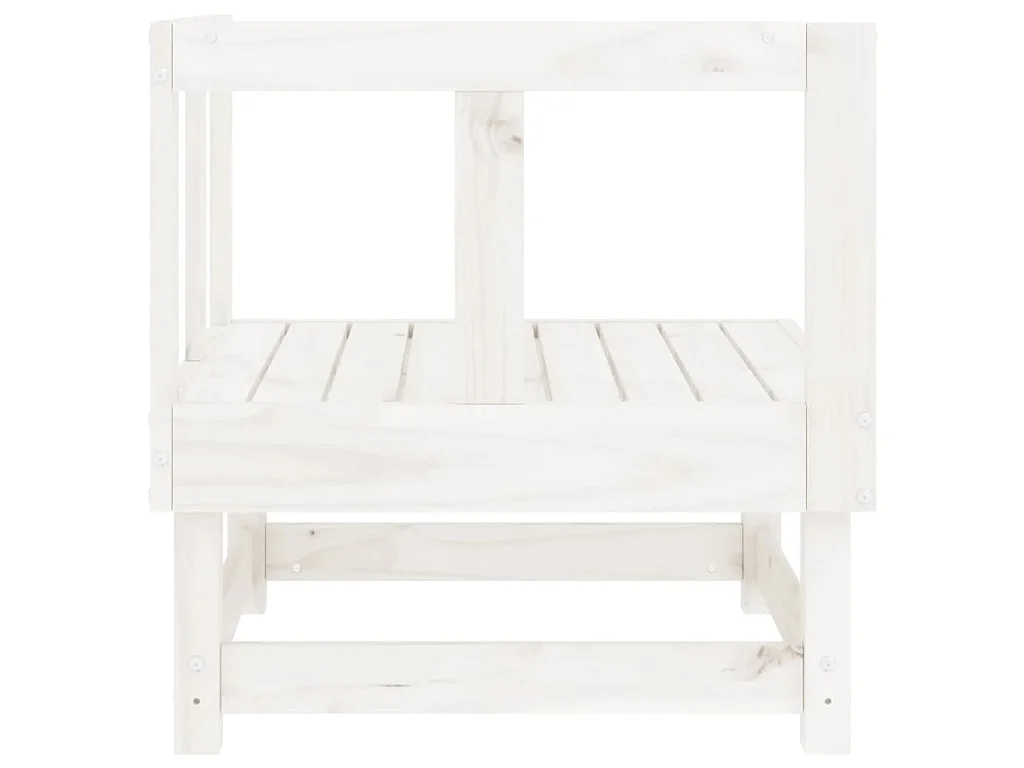 Canapés d'angle de jardin 2 pcs blanc bois de pin massif