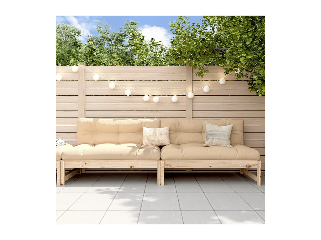 Canapés centraux de jardin 2 pcs 120x80 cm bois de pin massif