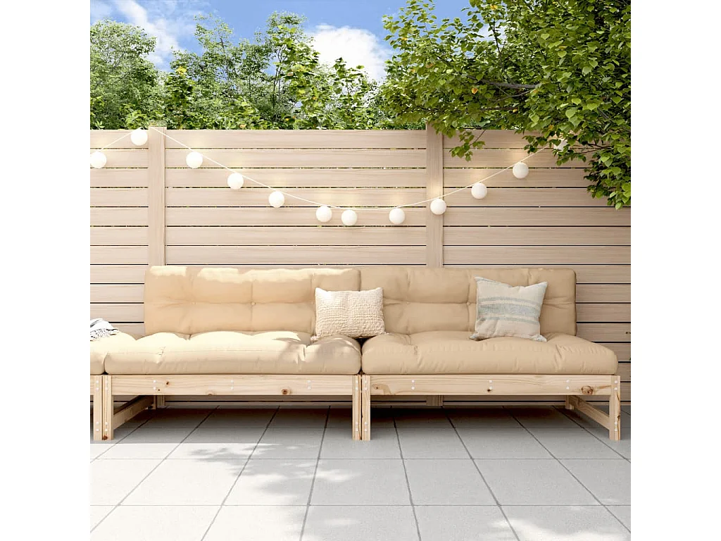 Canapés centraux de jardin 2 pcs 120x80 cm bois de pin massif