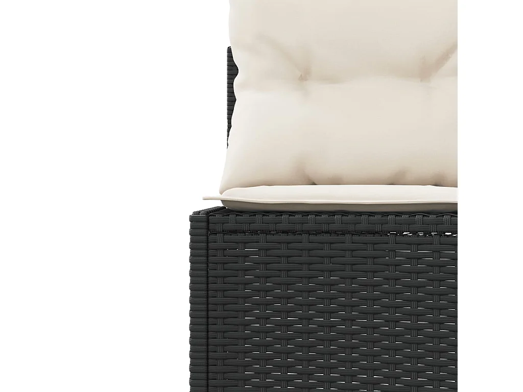 Divano Giardino con Tavolo e Cuscini Circolare Nero Polyrattan