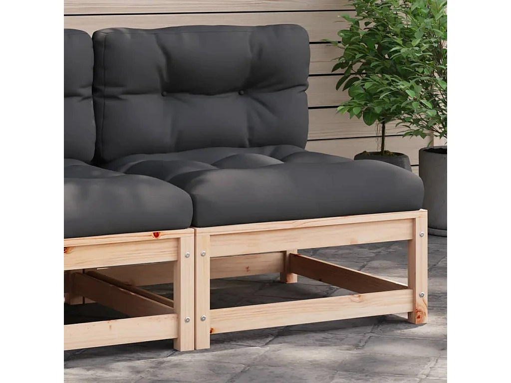 Gartensofa ohne Armlehnen mit Kissen Massivholz Kiefer