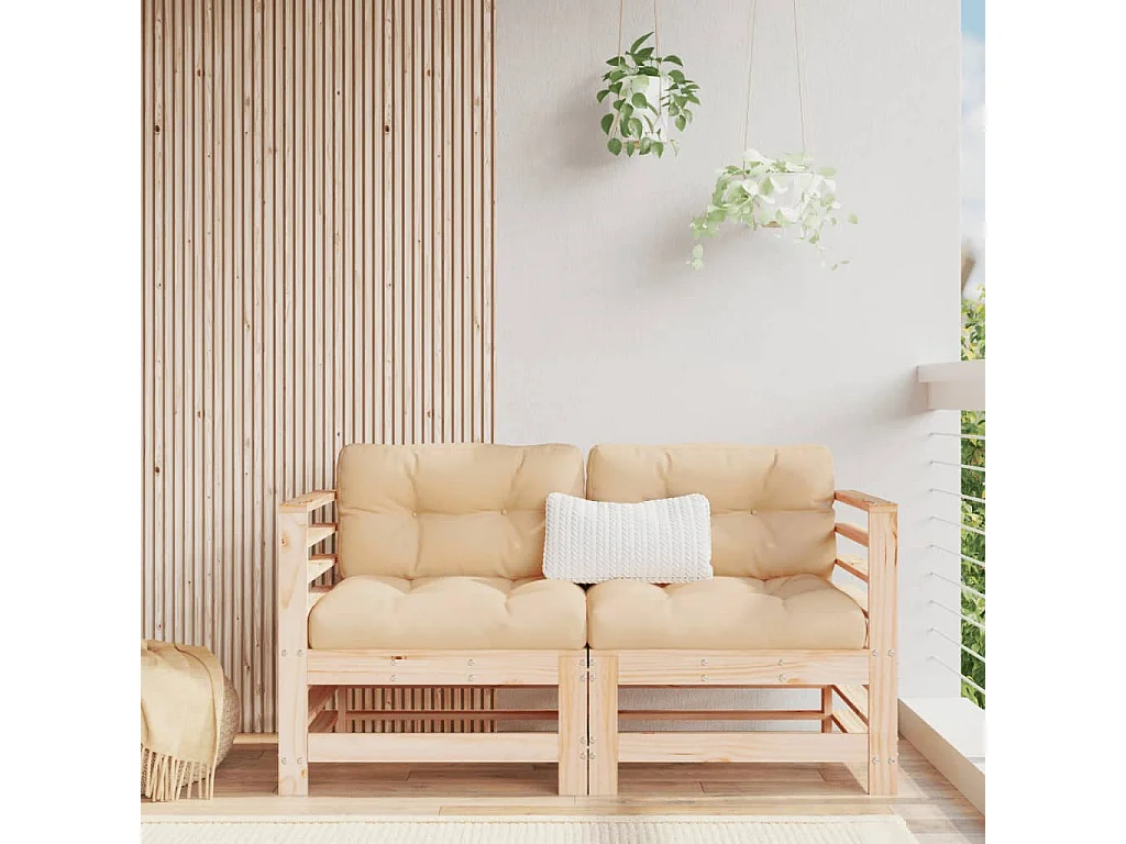 Canapés d'angle de jardin 2 pcs bois de pin massif