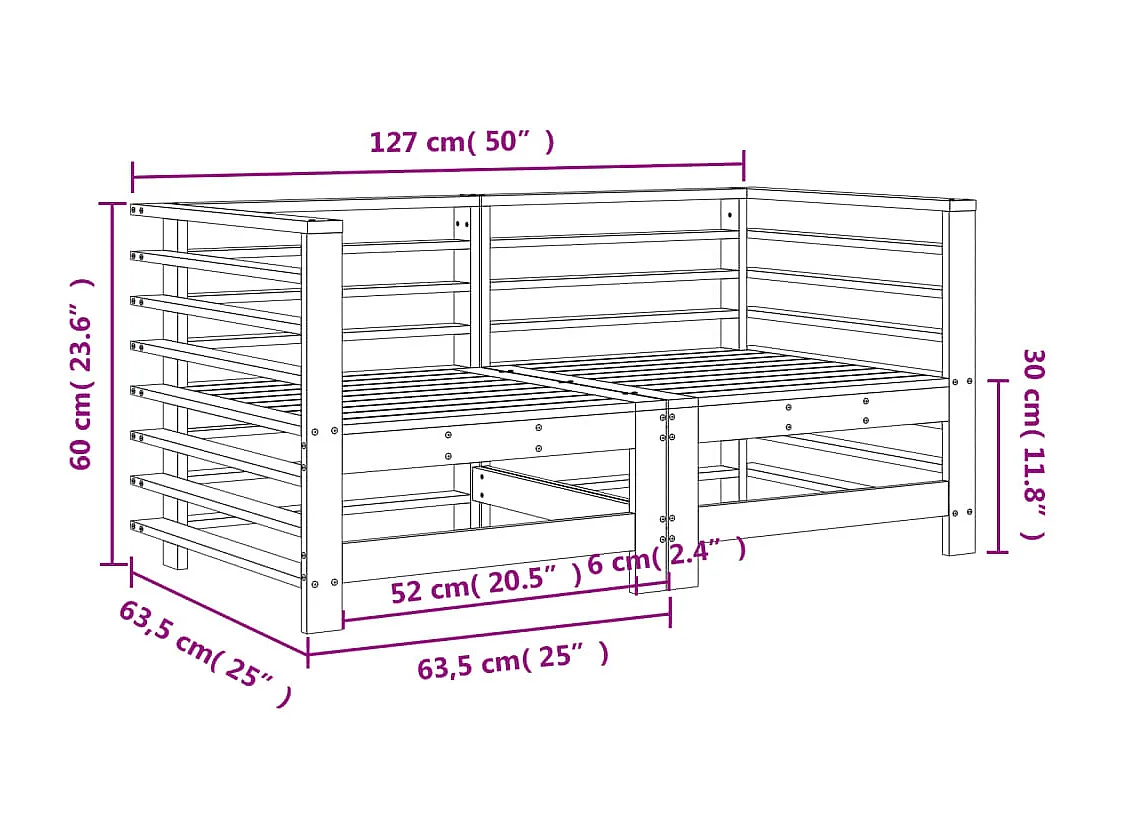Canapés d'angle de jardin 2 pcs bois de pin massif