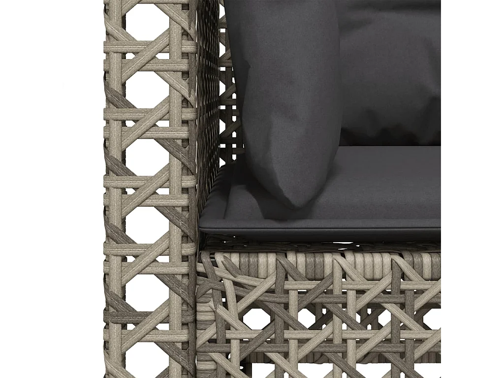 Tuinbank 3-zits met kussens poly rattan grijs