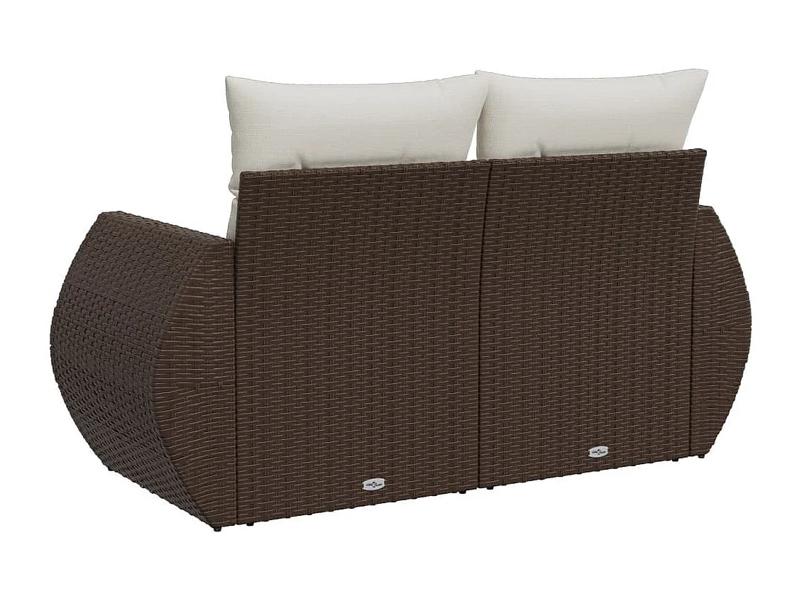 Divano da Giardino a 2 Posti con Cuscini in Polyrattan Marrone