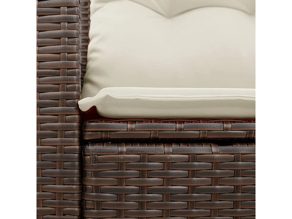 Tuinbank 2-zits met kussens poly rattan bruin