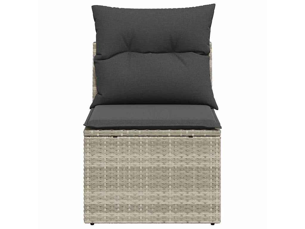 Tuinstoel zonder armleuning met kussens poly rattan lichtgrijs