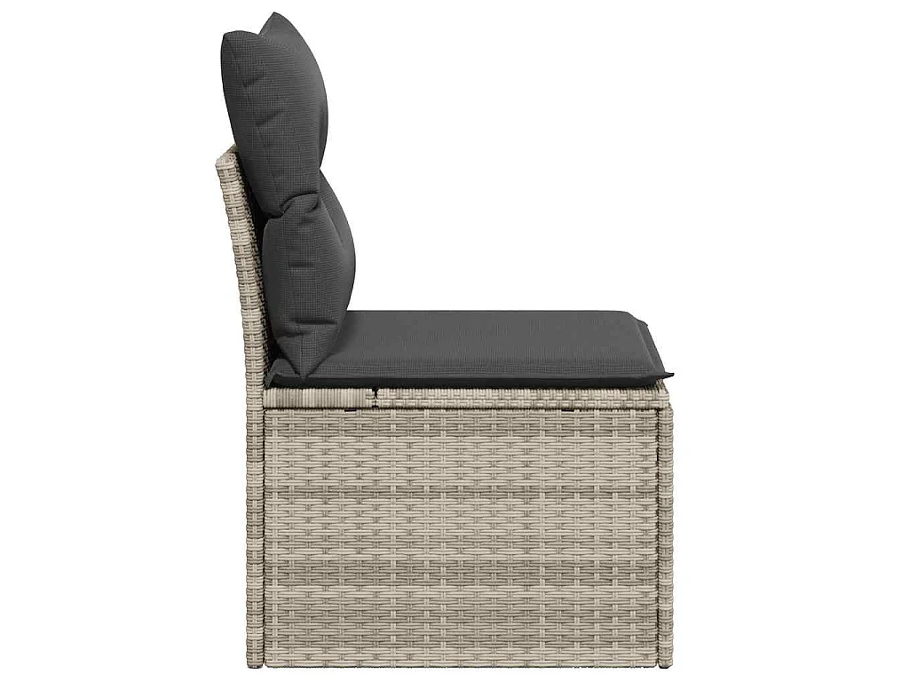 Tuinstoel zonder armleuning met kussens poly rattan lichtgrijs
