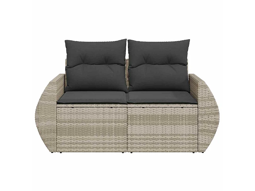 Divano da Giardino con Cuscini 2 Posti Grigio Chiaro Polyrattan