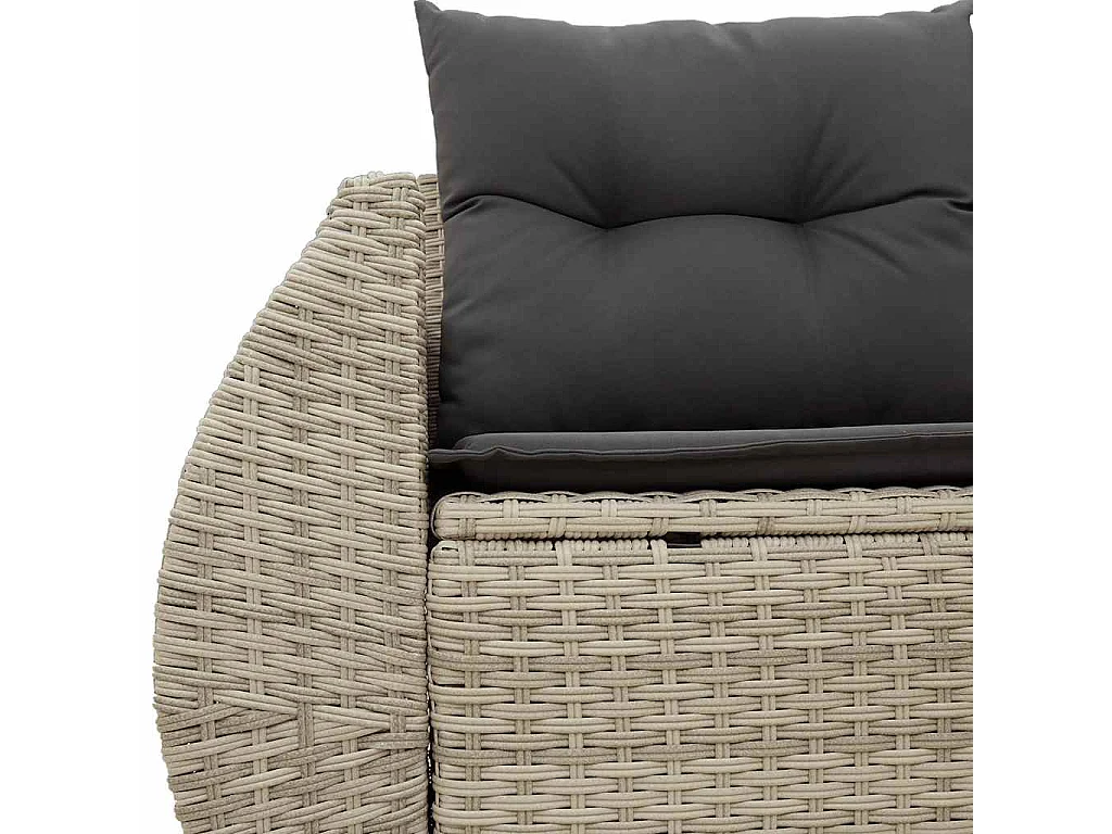 Divano da Giardino con Cuscini 2 Posti Grigio Chiaro Polyrattan