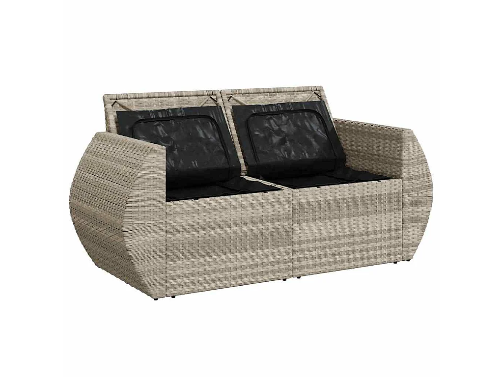 Divano da Giardino con Cuscini 2 Posti Grigio Chiaro Polyrattan