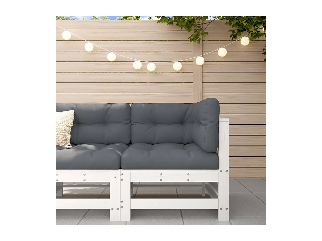 Canapé d'angle de jardin blanc bois de pin massif
