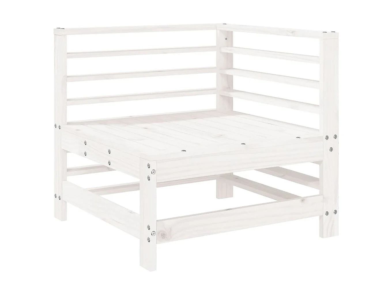 Canapé d'angle de jardin blanc bois de pin massif