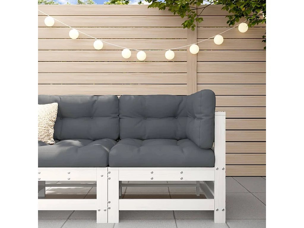 Canapé d'angle de jardin blanc bois de pin massif