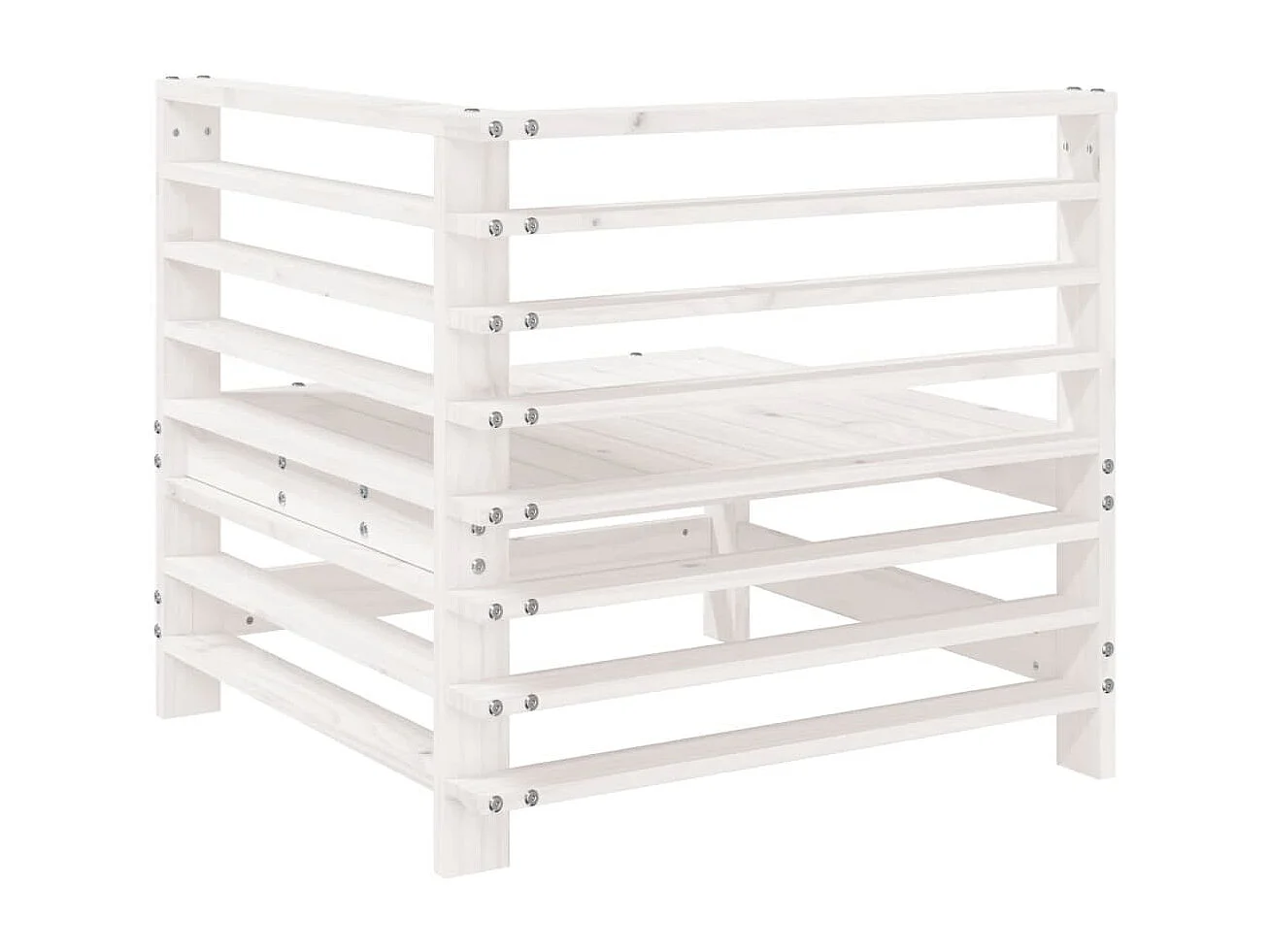 Canapé d'angle de jardin blanc bois de pin massif