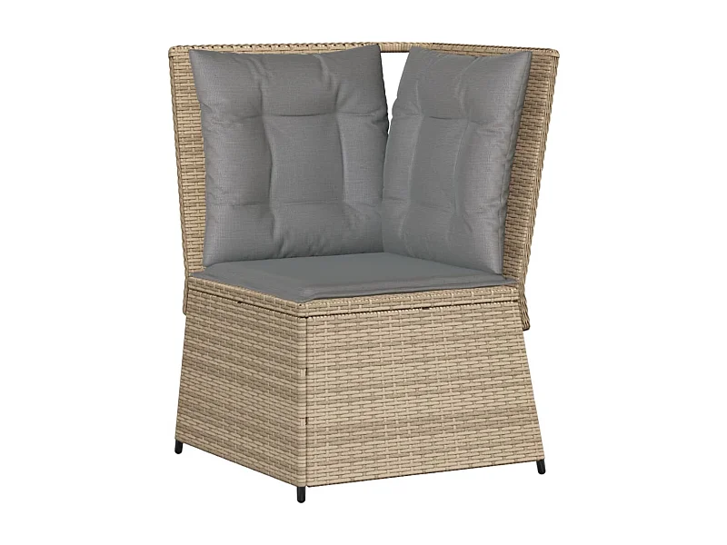 Garten-Ecksofa mit Kissen Beige Poly Rattan