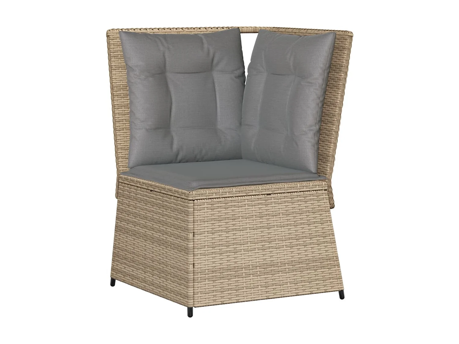 Divano Angolare da Giardino con Cuscini Beige in Polyrattan