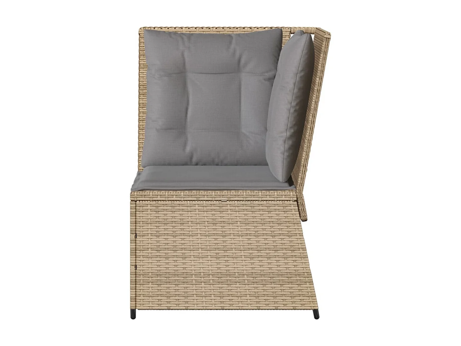 Divano Angolare da Giardino con Cuscini Beige in Polyrattan