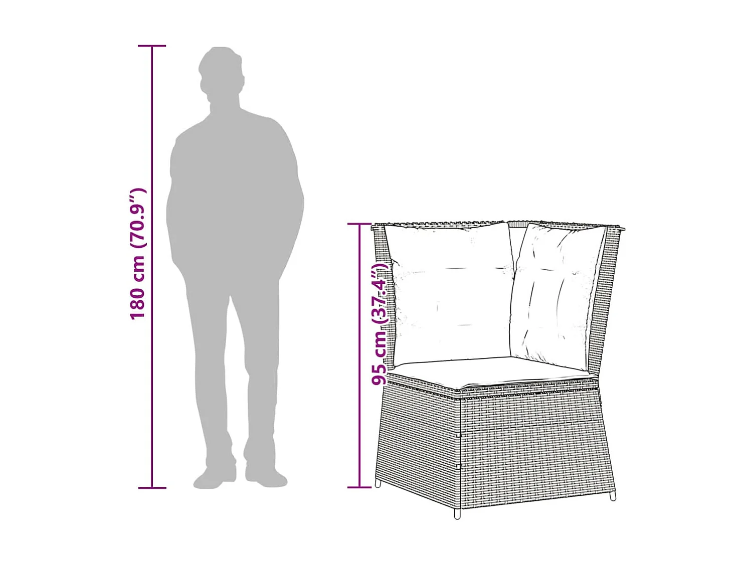 Divano Angolare da Giardino con Cuscini Beige in Polyrattan