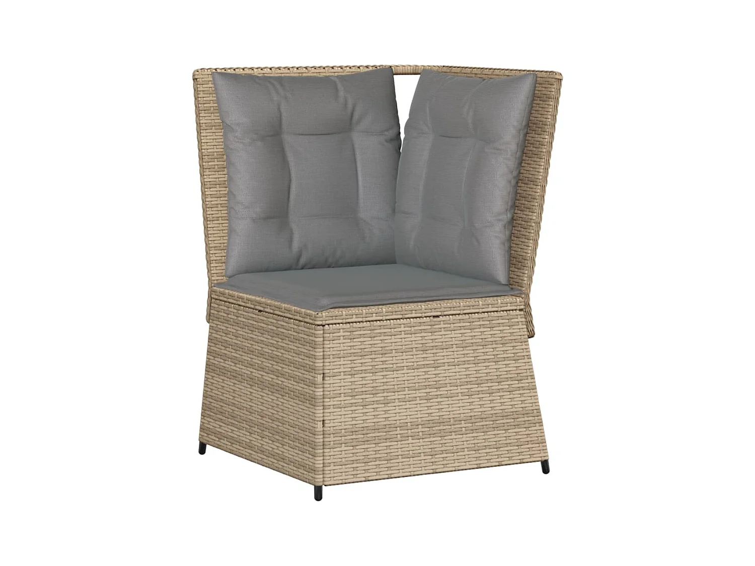 Canapé d'angle de jardin avec coussins beige résine tressée