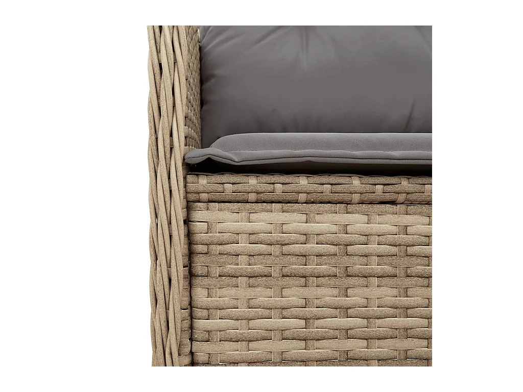 Canapé d'angle de jardin avec coussins beige résine tressée