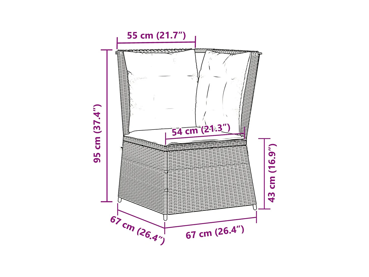 Canapé d'angle de jardin avec coussins beige résine tressée