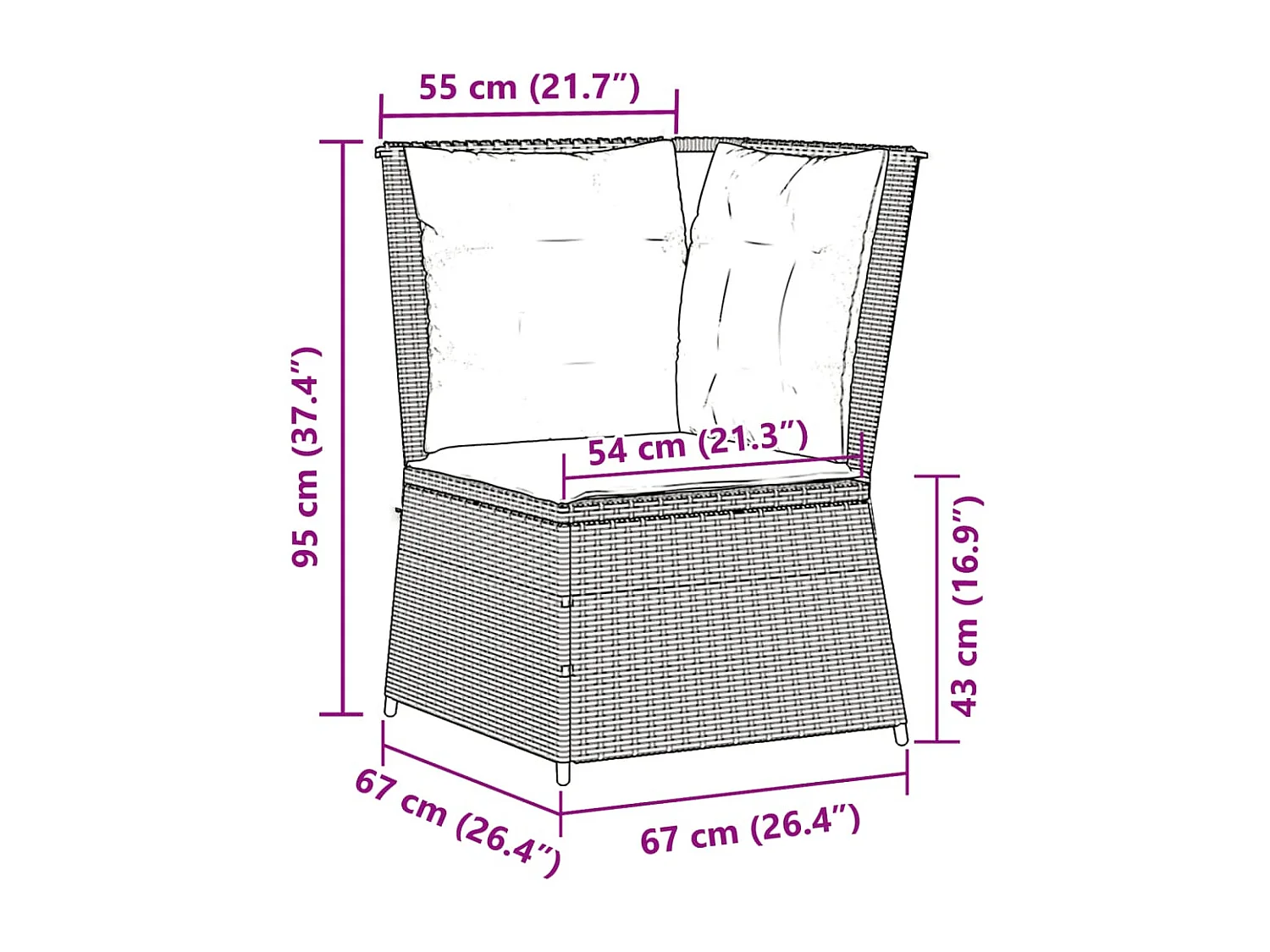 Canapé d'angle de jardin avec coussins beige résine tressée