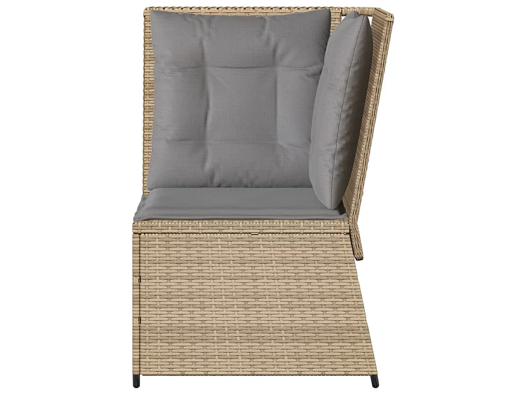 Canapé d'angle de jardin avec coussins beige résine tressée