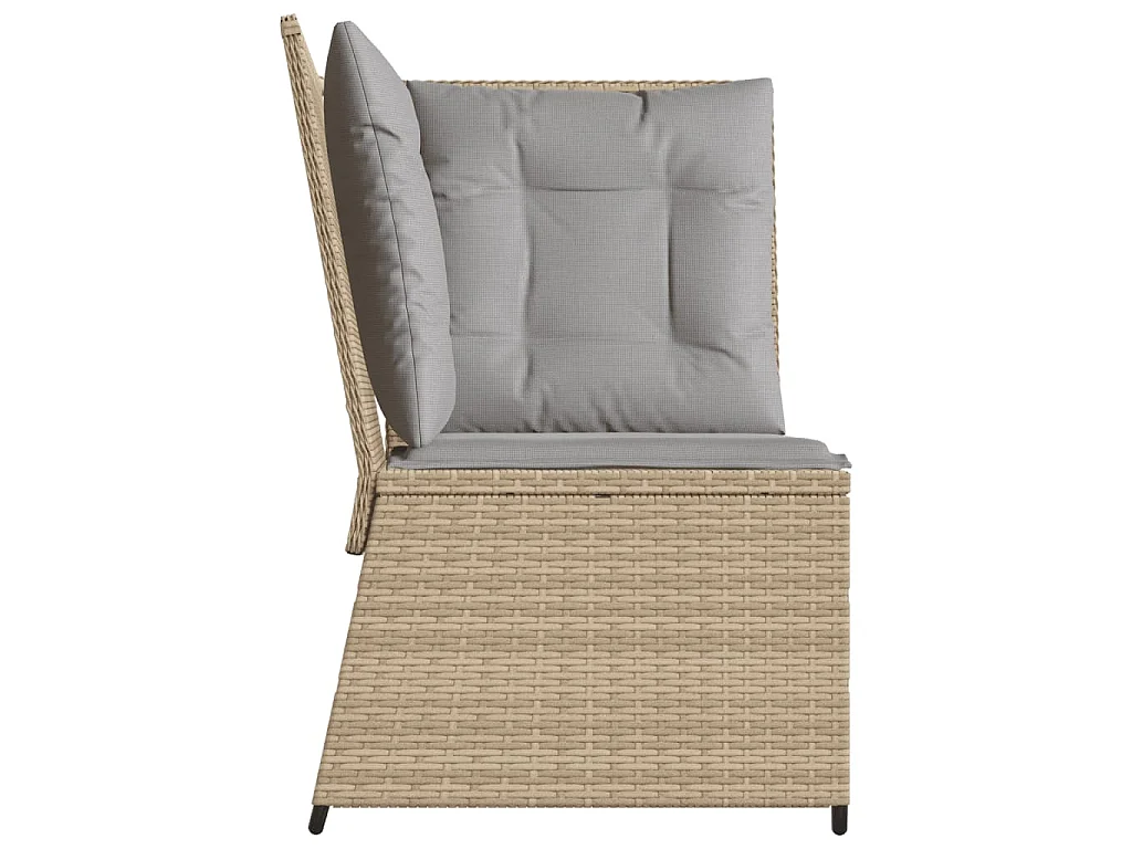 Canapé d'angle de jardin avec coussins beige résine tressée