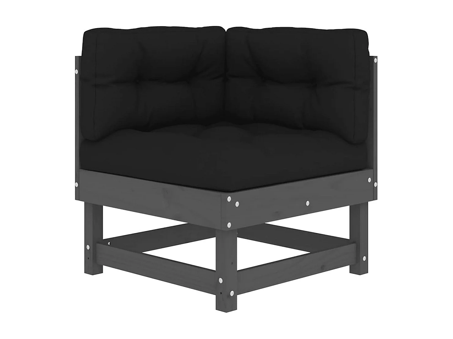 Ecksofa mit Kissen Grau Massivholz Kiefer