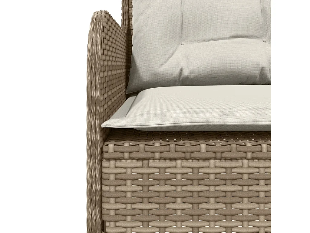 Gartensofa in L-Form mit Kissen Beige Poly Rattan
