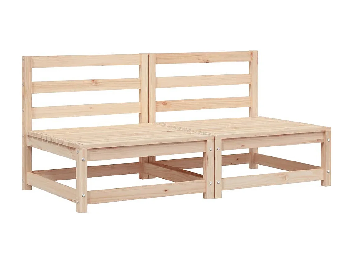 Sofás de jardín sin reposabrazos 2 uds madera pino 70x70x67 cm