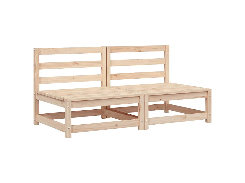 Canapés de jardin sans accoudoirs 2 pcs blanc bois pin massif