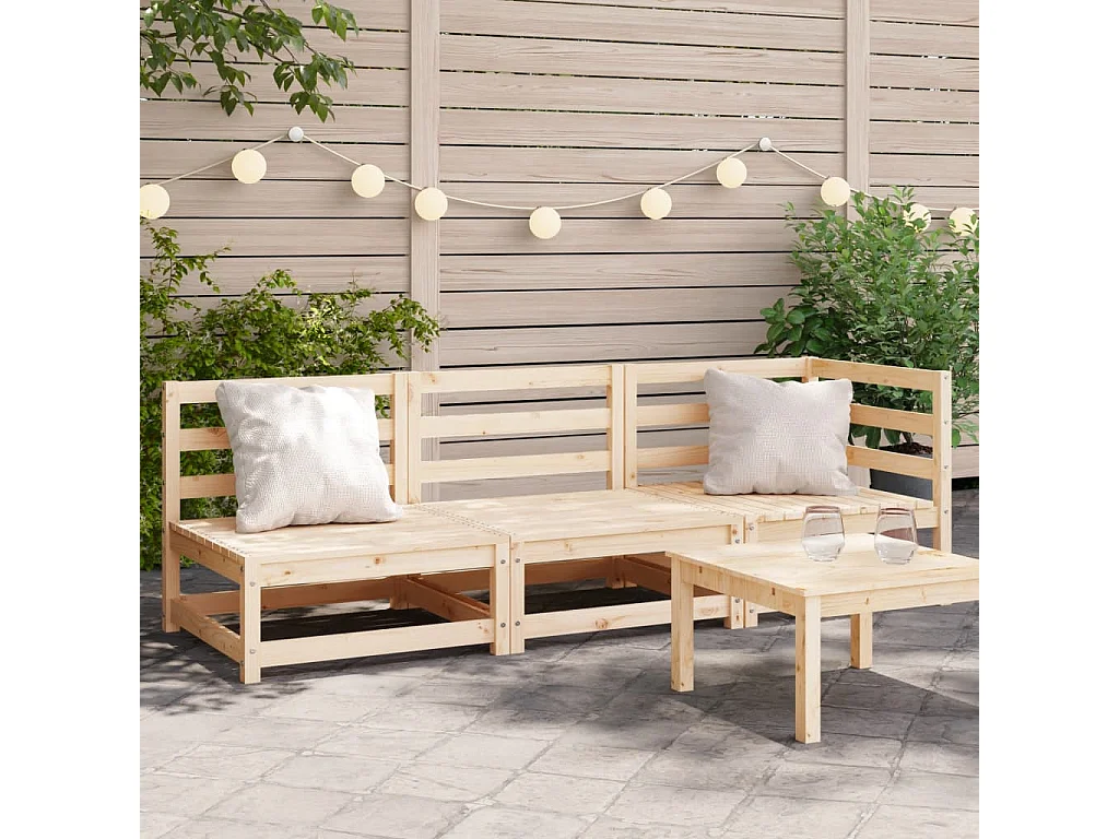 Gartensofa 3-Sitzer Massivholz Kiefer