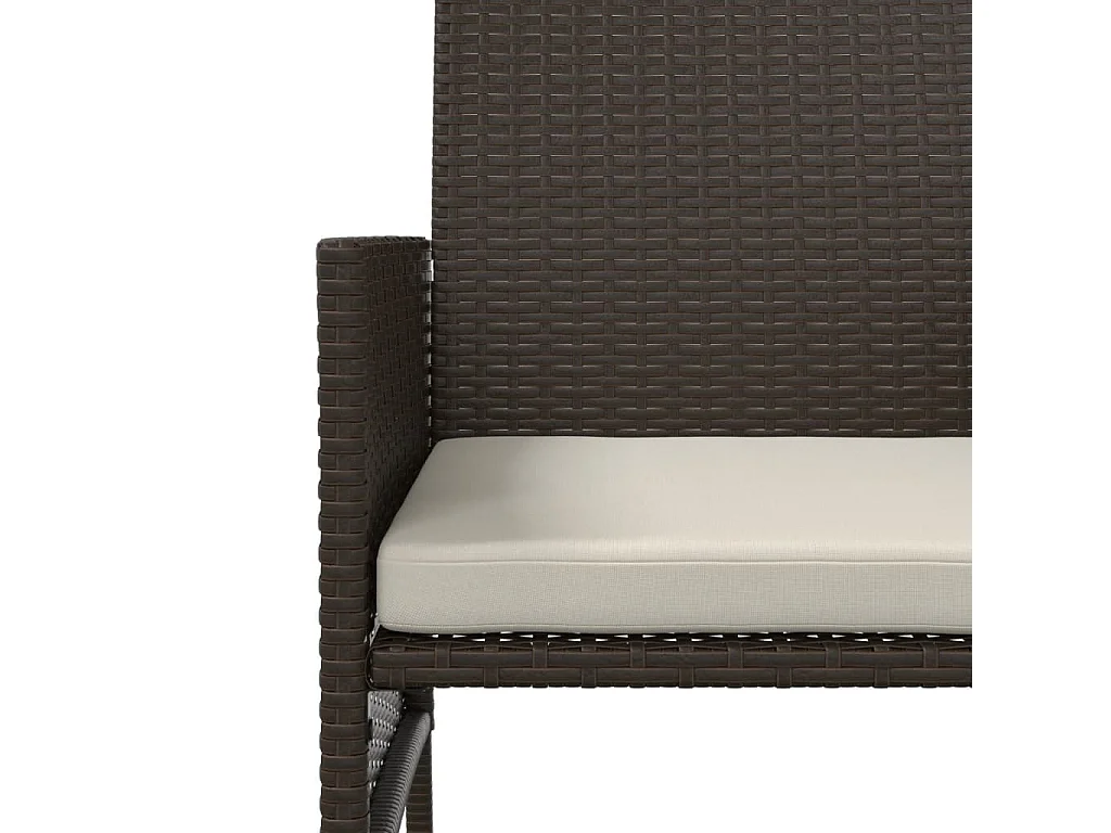 Canapé de jardin 2 places avec table et tabourets marron rotin