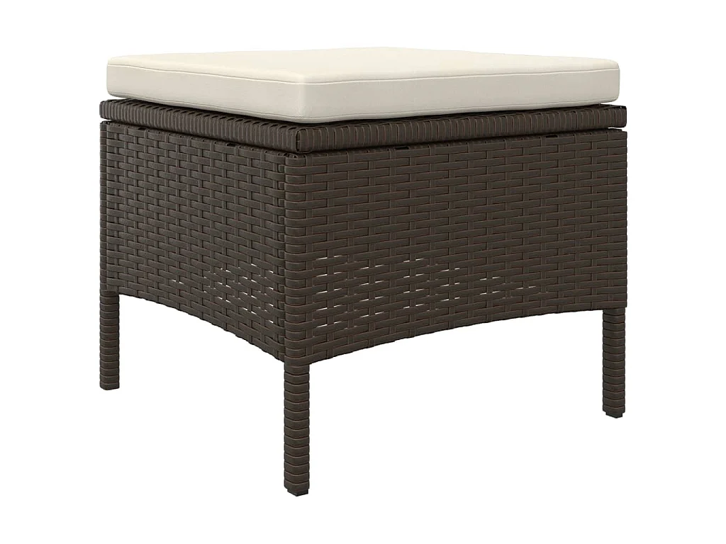Divano Giardino 2Posti con Tavolo e Sgabelli Marrone Polyrattan